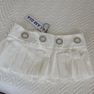 I.AM.GIA White Mini Skirt with Grommet Detail